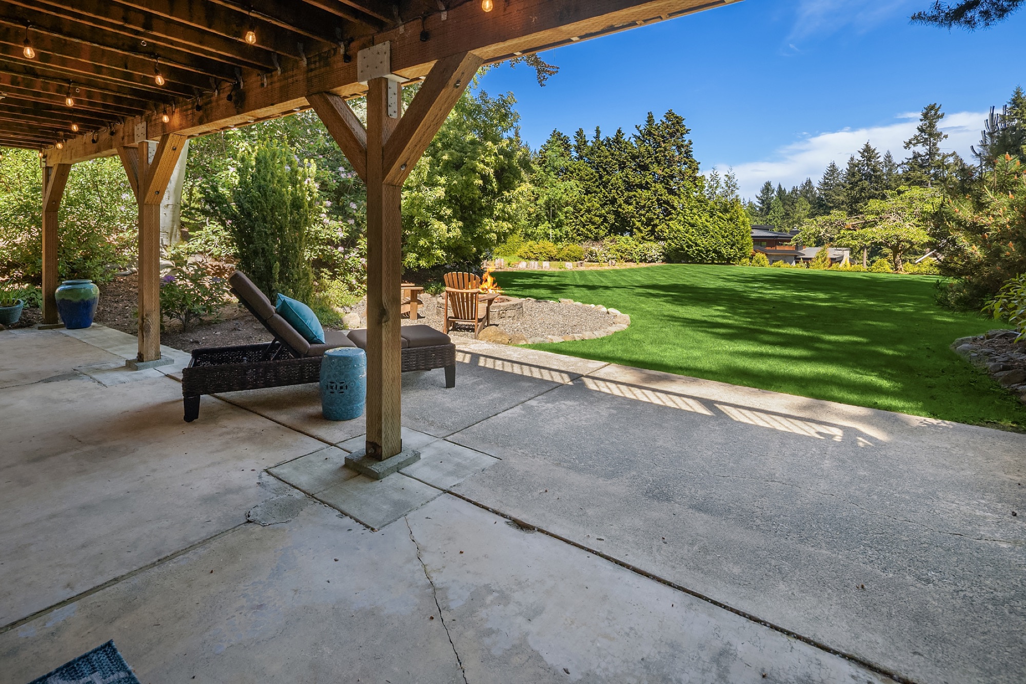 Covered patio and lawn