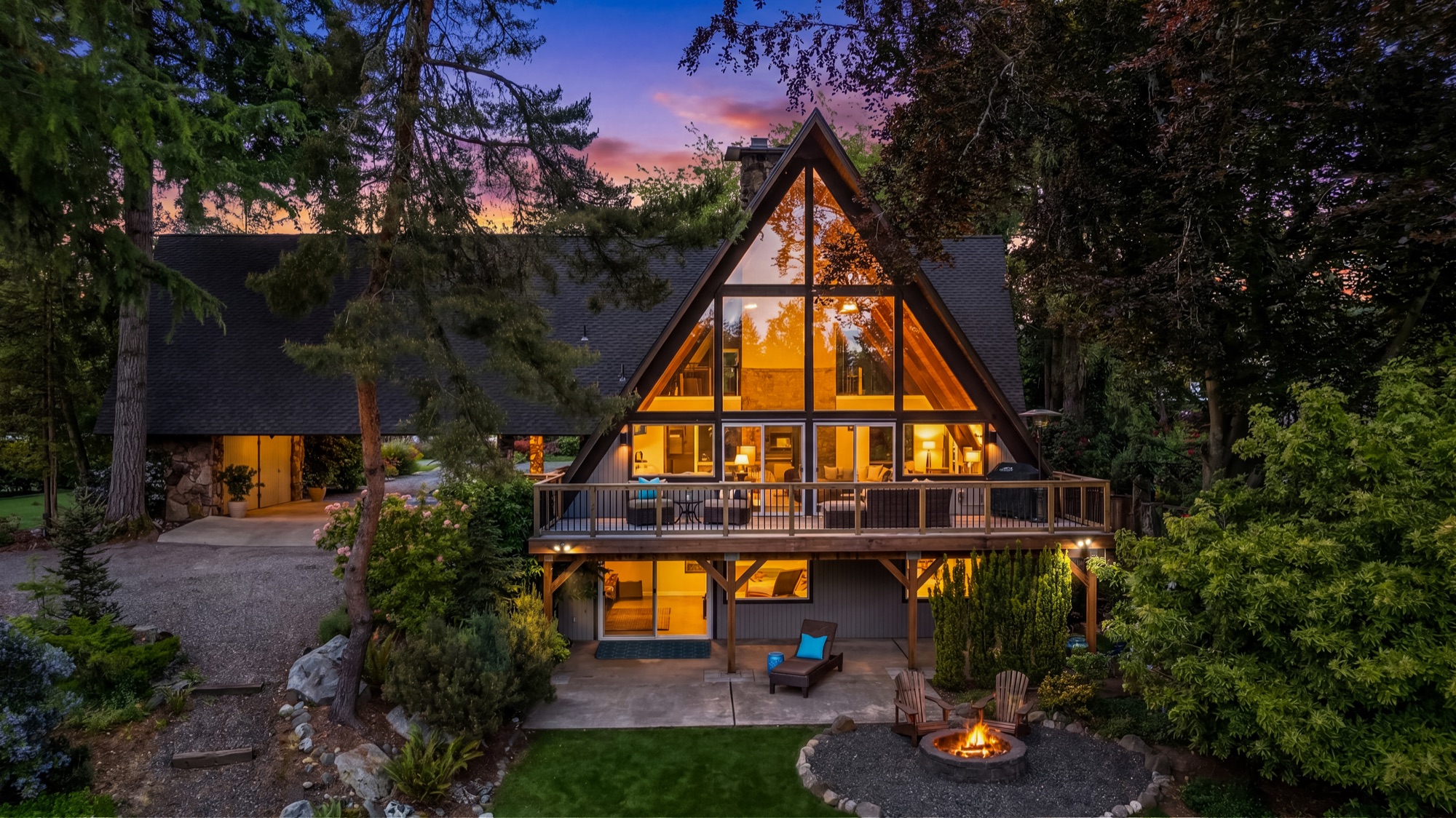 Rear A-frame at twilight